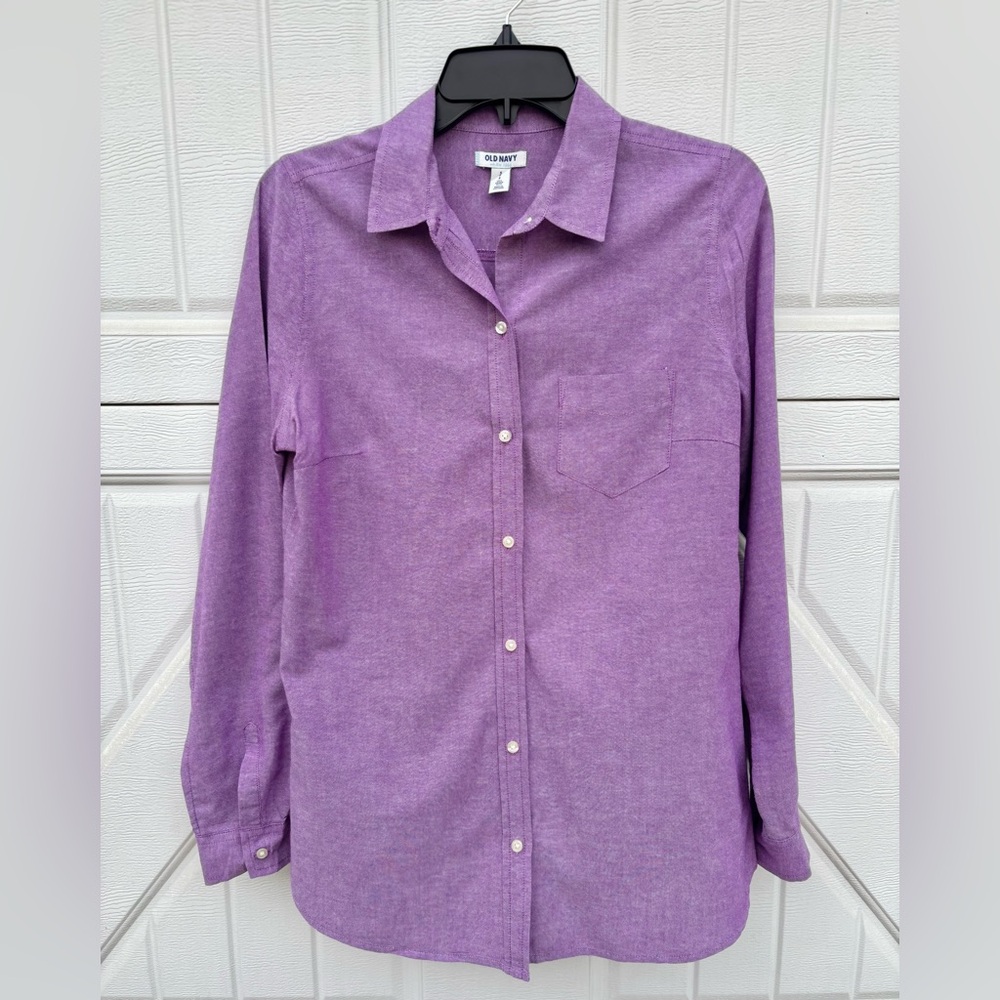 Old Navy Women’s Small Tall Purple Button Down Shirt Long Sleeve